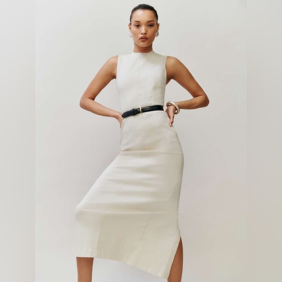 Reformation Kendi Denim Midi Dress in Fior Di Latte - Picture 5 of 11